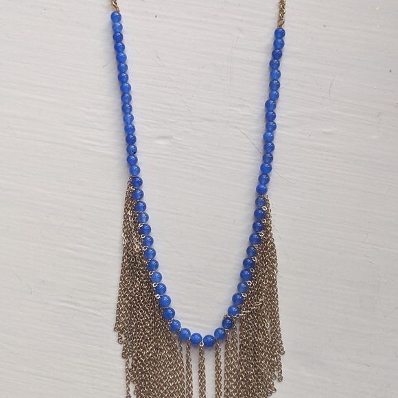18" gold and blue neclace - Picture 1 of 4